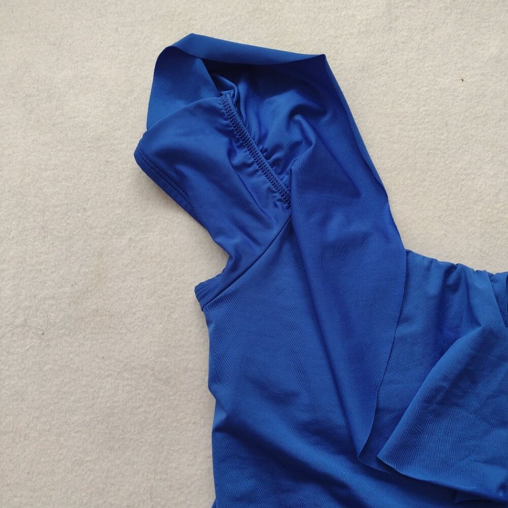 Trina Turk Blue Ruffle Swimsuit 12 Off-The-Shoulder Fully Lined One-Piece - Picture 6 of 10